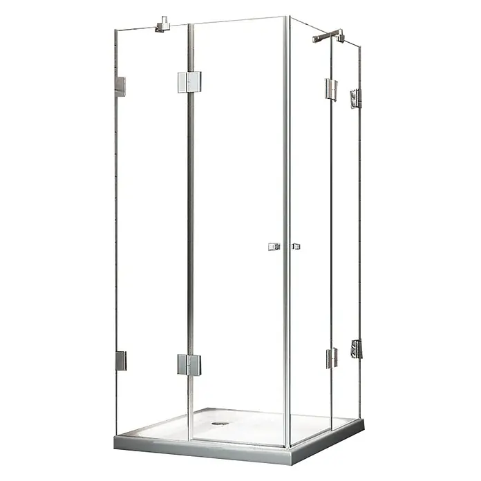Glasdeals Eckdusche LUXORLINE 120 x 120 x 195 cm - 120 x 120 x 195 cm, Beschichtet, Chrom, Stärke: 8 mm - Duschkabine aus Glas mit Chrombeschlägen und weißer Duschwanne.