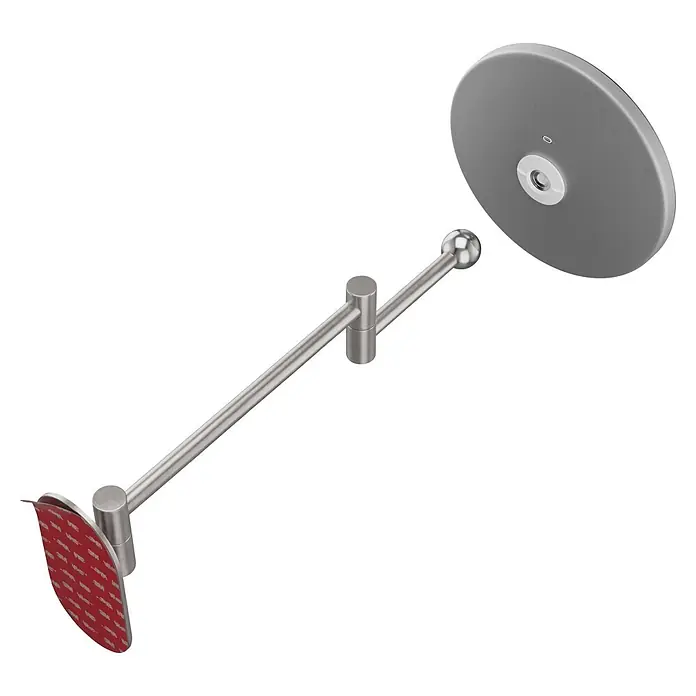 Camargue Antwerpen Kosmetikspiegel - Durchmesser: 17,8 cm, Rund, Silber - Verstellbarer silber-/grauer Metallarm mit runder Klebebasis und kreisförmiger Befestigungsstelle.
