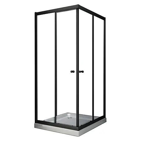 Glasdeals  Eckdusche JUNISO-Q (schwarz) 80 x 80 x 190 cm