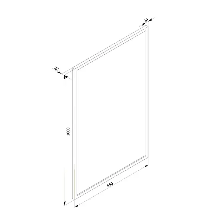 Cordia Rahmenspiegel - 100 x 65 cm, Silber, Aluminium - Rechteckiger Metallrahmen, 1000x650x20mm, für Dusch- oder Raumtrennwände.