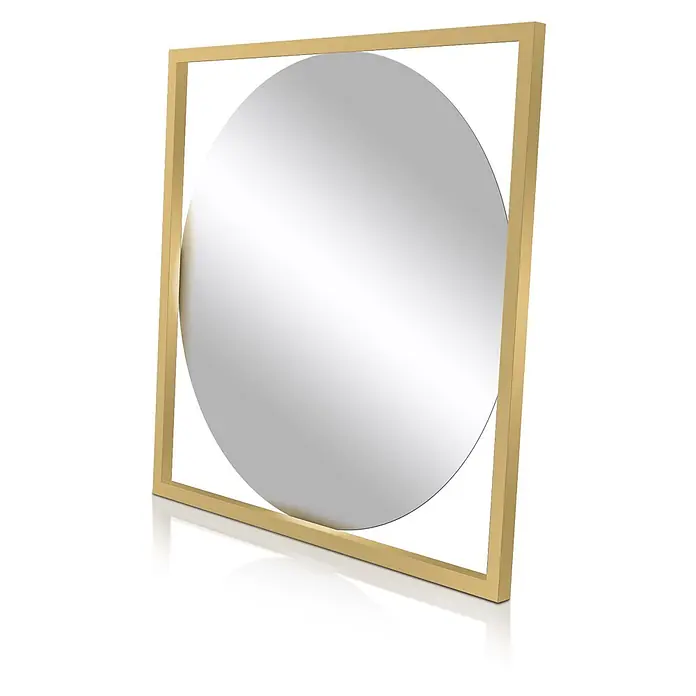Cordia Rahmenspiegel - 63,5 x 63,5 cm, Gold, Aluminium - Runder Spiegel mit elegantem goldenem quadratischem Rahmen.