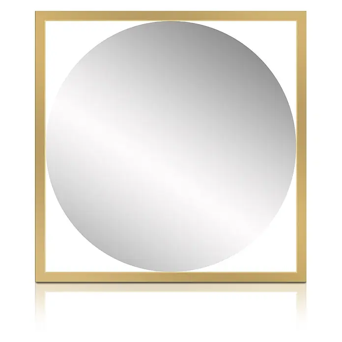 Cordia Rahmenspiegel - 63,5 x 63,5 cm, Gold, Aluminium - Quadratischer goldgerahmter Spiegel mit großer runder Spiegelfläche.