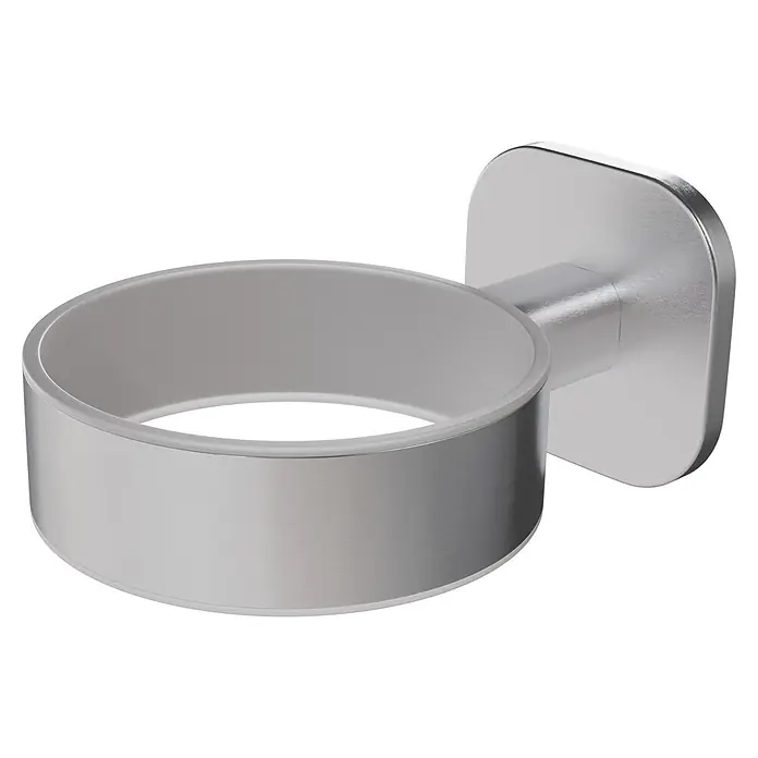 Venus Zahnputzbecher Prag - Edelstahl, Edelstahl - Runder Wandhalter aus gebürstetem Silbermetall.