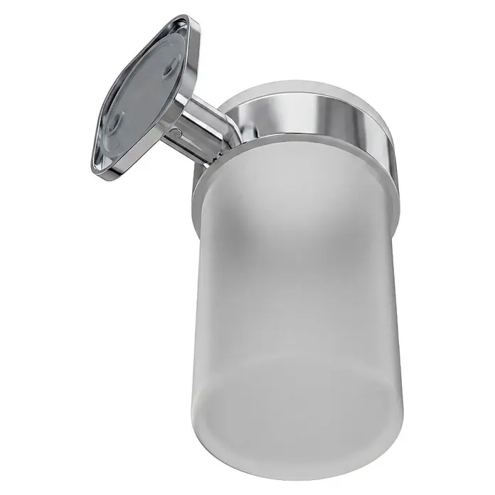Venus Zahnputzbecher Prag - Edelstahl, Chrom - Wandmontierter Becherhalter aus mattiertem Glas mit polierter Chromhalterung.