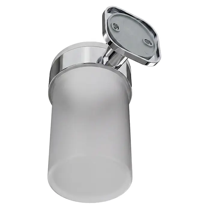 Venus Zahnputzbecher Prag - Edelstahl, Chrom - Wandmontierter Becherhalter mit mattiertem Glasbecher und verchromter Metallhalterung.