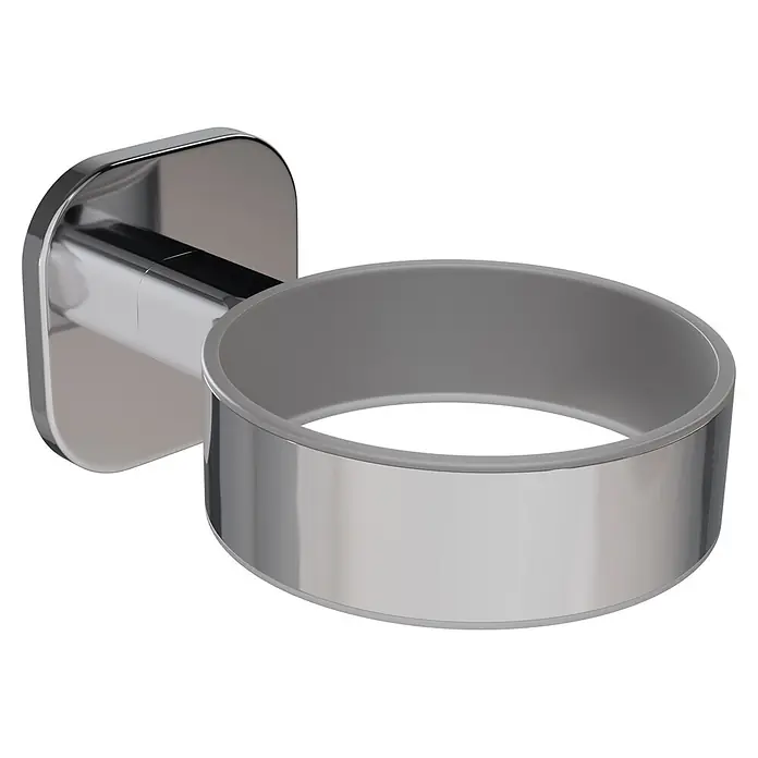 Venus Zahnputzbecher Prag - Edelstahl, Chrom - Verchromte Wandhalterung mit zylindrischem Ring für Badaccessoires.