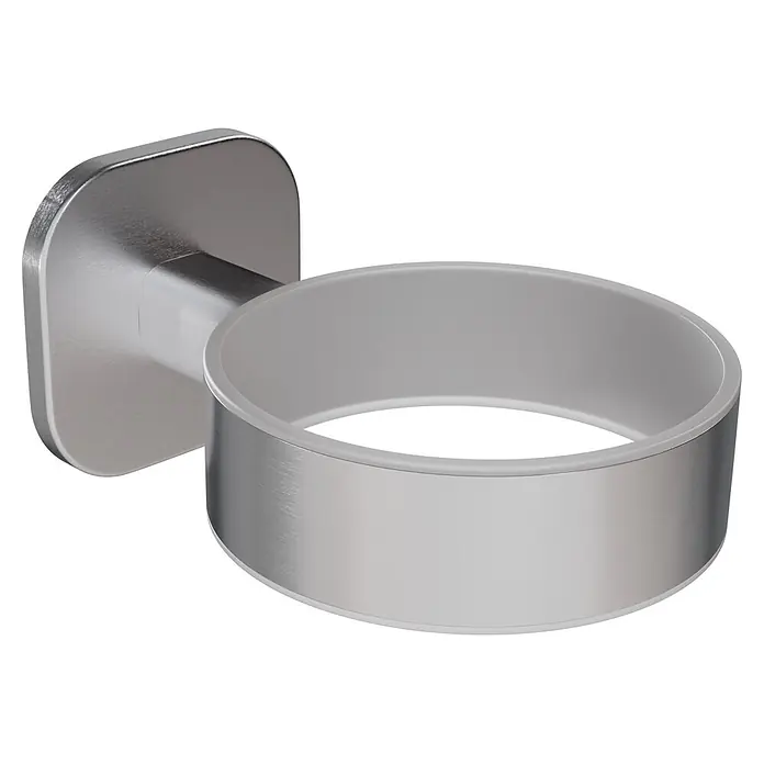 Venus Zahnputzbecher Prag - Edelstahl, Edelstahl - Gebürsteter Metall-Wandhalter mit transluzentem Innenbecher.
