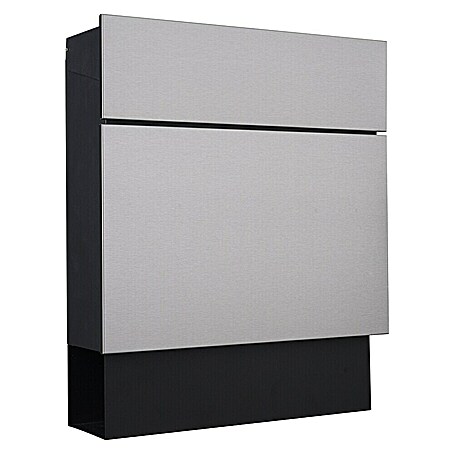 Portaferm Wandbriefkasten Quintus (L x B x H: 14,5 x 39,5 x 48 cm, Silber, Stahl, Zeitungsfach)