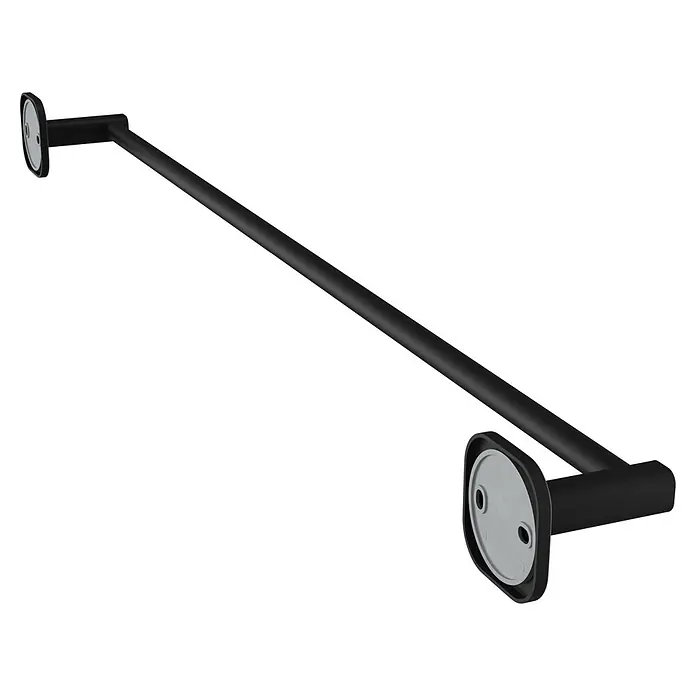 Venus Badetuchhalter - Breite: 66,6 cm, Schwarz, Matt - Schwarze, matte Handtuchstange aus Metall mit sichtbaren Montageplatten an beiden Enden.