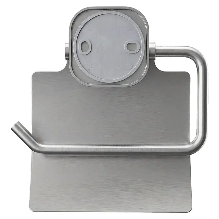 Venus Toilettenpapierhalter Prag - Edelstahl, Matt, Mit Deckel - Toilettenpapierhalter aus gebürstetem Metall mit rechteckiger Grundplatte.