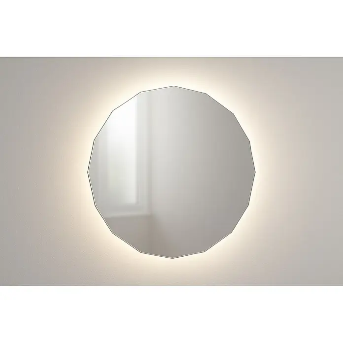Cordia Lichtspiegel - 80 x 80 cm, Silber - Polygonspiegel mit LED-Hintergrundbeleuchtung.
