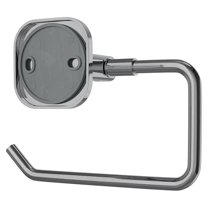 Venus Toilettenpapierhalter Prag - Chrom, Glänzend - Wandmontierter Toilettenpapierhalter aus verchromtem Metall mit rechteckiger Basis.