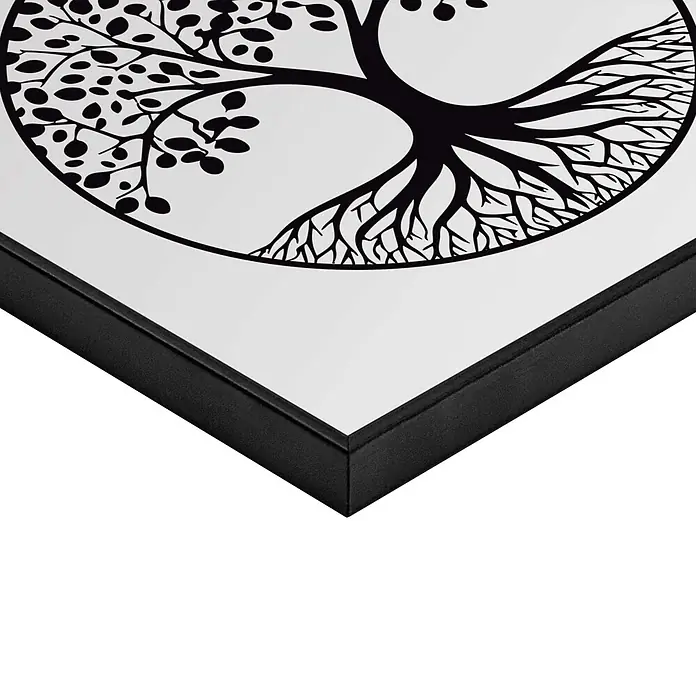 Reinders Bild Slim Frame Black - Tree of Life, B x H: 50 x 50 cm - Schwarz gerahmtes Wandbild mit einem schwarz-weißen Lebensbaum-Design.