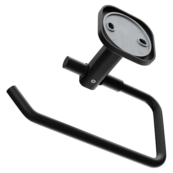Venus Toilettenpapierhalter Prag - Schwarz, Matt - Schwarzer Wand-Küchenrollenhalter mit U-förmiger Stange und ovaler Montageplatte.