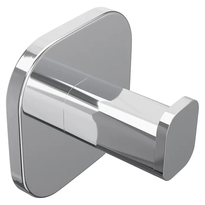 Venus Handtuchhaken Prag - Chrom, Glänzend - Glänzender Chrom-Einzelhaken mit quadratischer Basis, für Kleidung oder Handtücher.