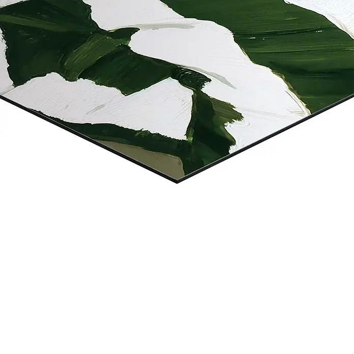 Reinders Decopanel - Vintage Hiding, B x H: 60 x 90 cm - Abstraktes Gemälde mit kräftigen grünen und weißen Pinselstrichen, das eine strukturierte Oberfläche und dunkle Kanten zeigt.