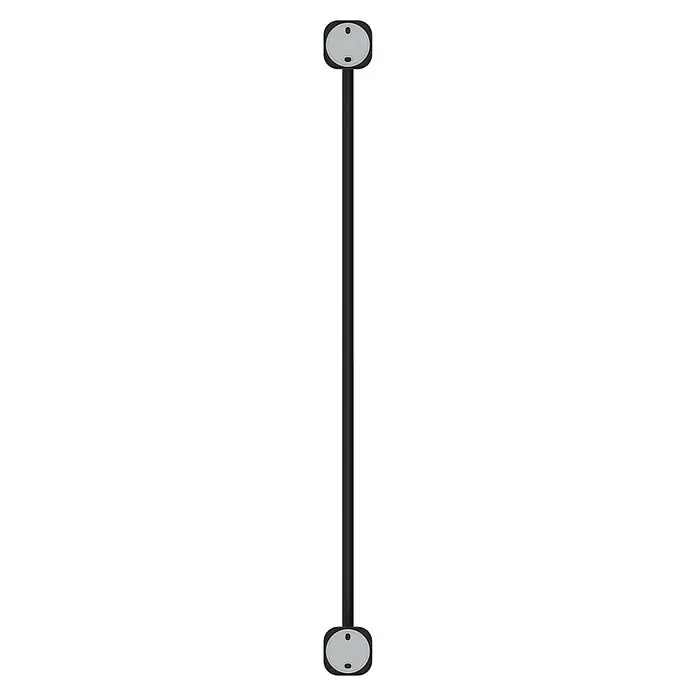 Venus Badetuchhalter - Breite: 66,6 cm, Schwarz, Matt - Schwarzer Absperrpfosten mit silbernen ovalen Ober- und Unterteilen und schwarzen Details.