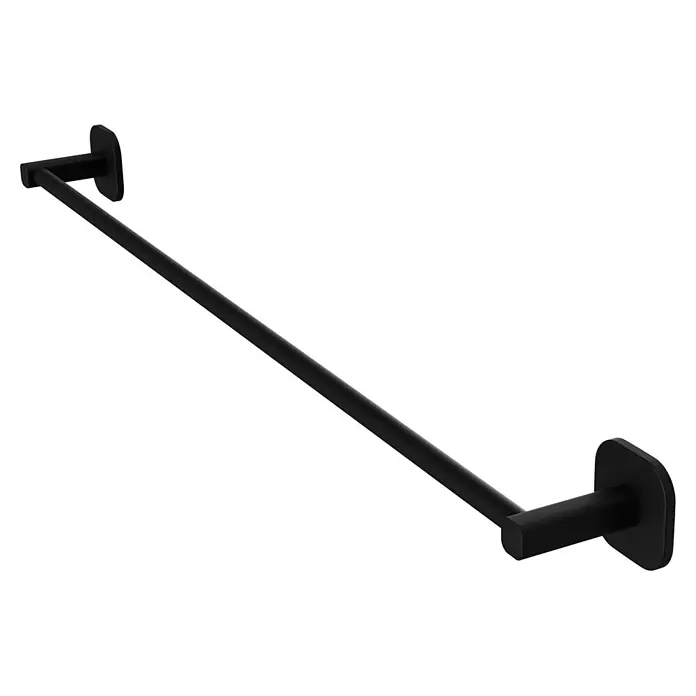 Venus Badetuchhalter - Breite: 66,6 cm, Schwarz, Matt - Schwarze Handtuchstange, matt, an Wandhalterungen befestigt.