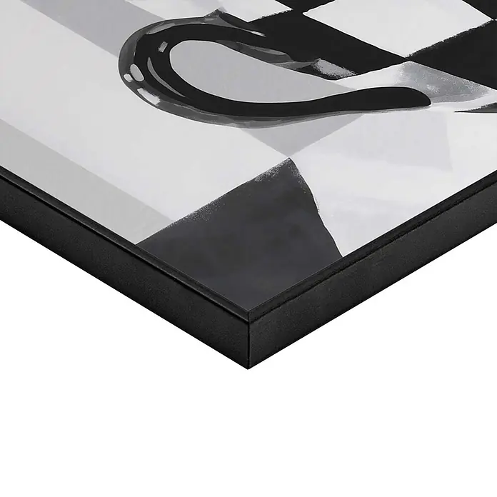Reinders Bild Slim Frame Black - Coffee Time, B x H: 40 x 50 cm - Schwarz gerahmte abstrakte Kunst mit kräftigen Schwarz-Weiß-Formen.