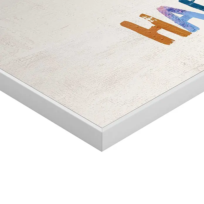 Reinders Bild Slim Frame White - Happy Things, B x H: 20 x 30 cm - Weiß gerahmtes Bild mit heller, strukturierter Oberfläche und bunten gemalten Buchstaben.