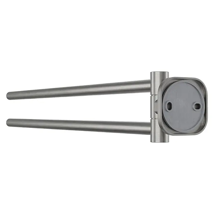 Venus Handtuchhalter Prag - Edelstahl, Matt - Handtuchhalter aus gebürstetem Metall mit grauer Montageplatte.