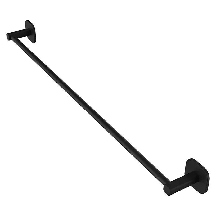 Venus Badetuchhalter - Breite: 66,6 cm, Schwarz, Matt - Schwarze Metall-Handtuchstange, angewinkelte Ansicht.