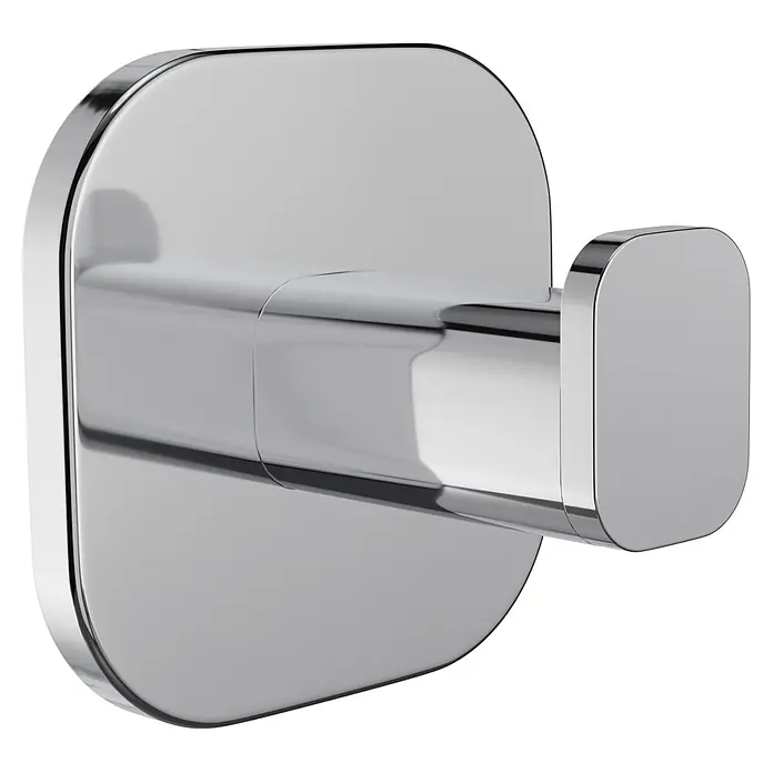 Venus Handtuchhaken Prag - Chrom, Glänzend - Schlanker, glänzender verchromter Metallhaken mit rechteckiger Basis und abgerundeten Kanten.