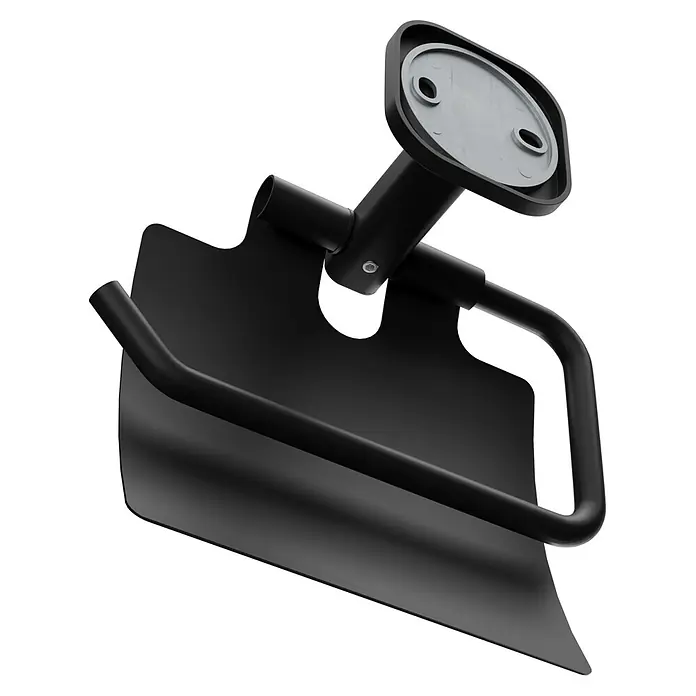 Venus Toilettenpapierhalter Prag - Schwarz, Matt, Mit Deckel - Matter schwarzer Wand-Toilettenpapierhalter im modernen Design.
