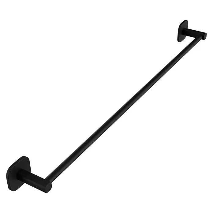 Venus Badetuchhalter - Breite: 66,6 cm, Schwarz, Matt - Schwarze Metall-Handtuchstange mit modernen quadratischen Montageplatten.