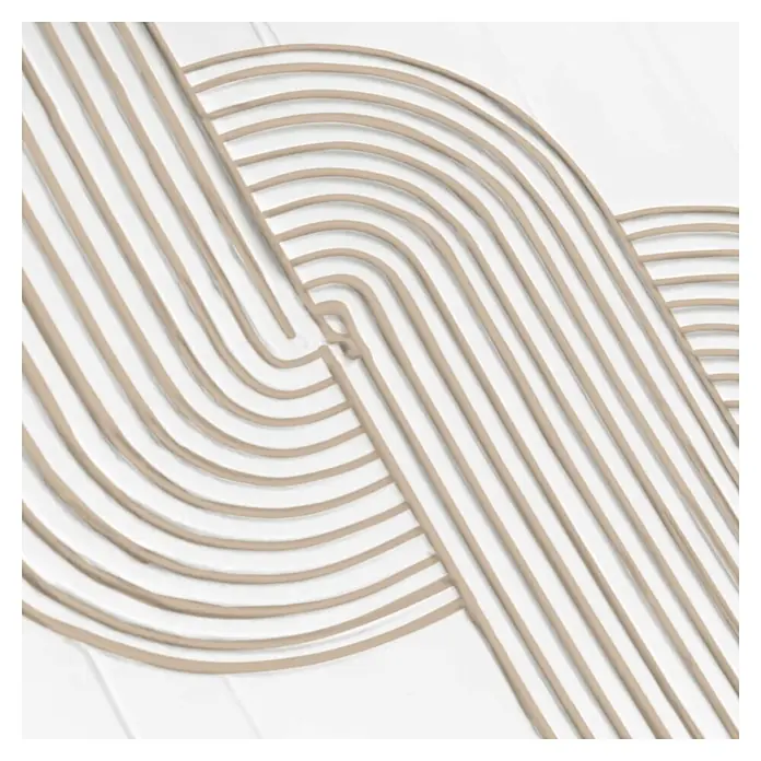 Reinders Bild Craft Art - Strong, B x H: 50 x 70 cm - Abstraktes Dekorationspanel mit erhabenen beigen Linien, die verschlungene Kurven und gerade Muster auf einer weißen, strukturierten Oberfläche bilden.