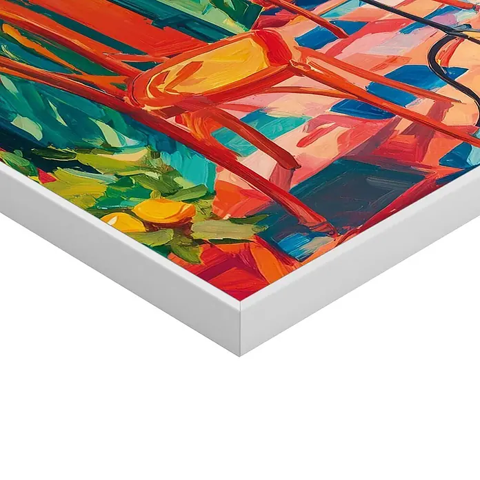 Reinders Bild Slim Frame White - Holiday Feelings, B x H: 20 x 30 cm - Farbenfrohes abstraktes Gemälde mit weißem Rahmen.