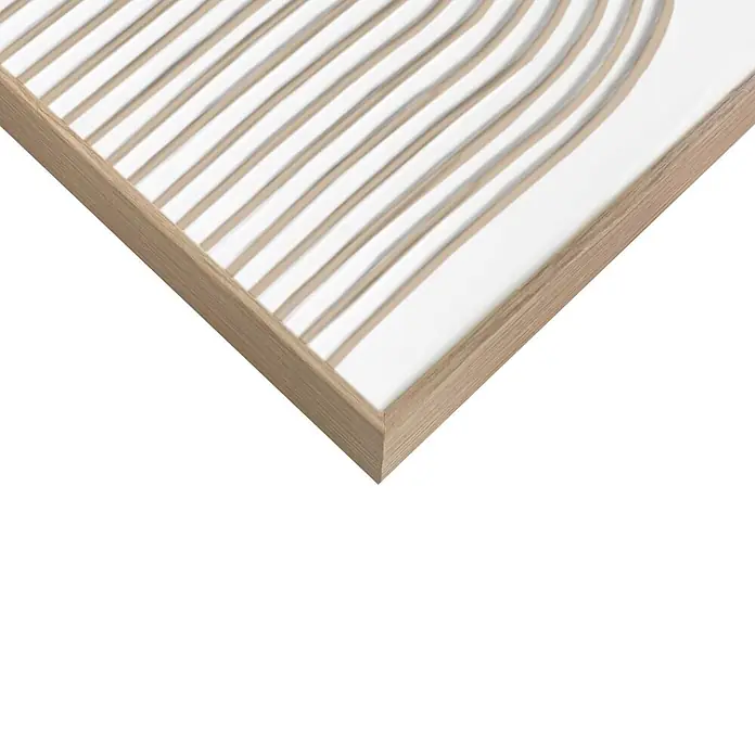 Reinders Bild Craft Art - Strong, B x H: 50 x 70 cm - Gerahmtes Kunstwerk mit weißem Paneel und hellbraunen geschwungenen Linien.