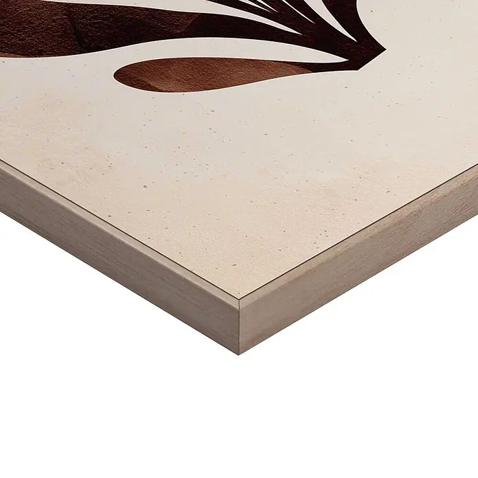 Reinders Bild Slim Frame Wood - Organics, B x H: 20 x 30 cm - Leichter Holzrahmen mit abstraktem braunem Design auf beigem, strukturiertem Hintergrund.
