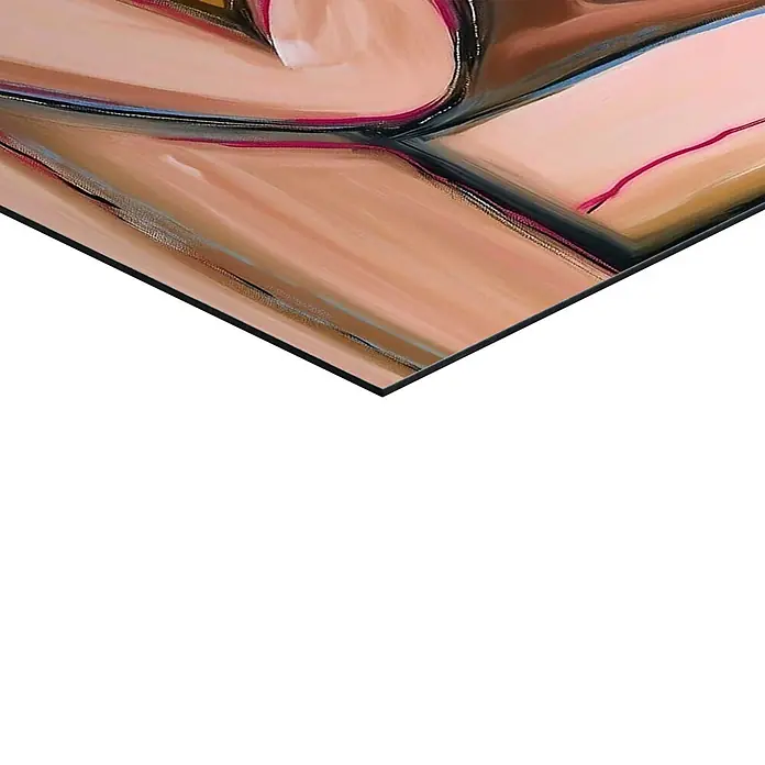 Reinders Decopanel - Party People, B x H: 60 x 90 cm - Abstrakter Druck auf einer flachen Platte mit schwarzem Rand, in warmen Pfirsich-, Braun- und Rosatönen mit dunklen Umrissen.