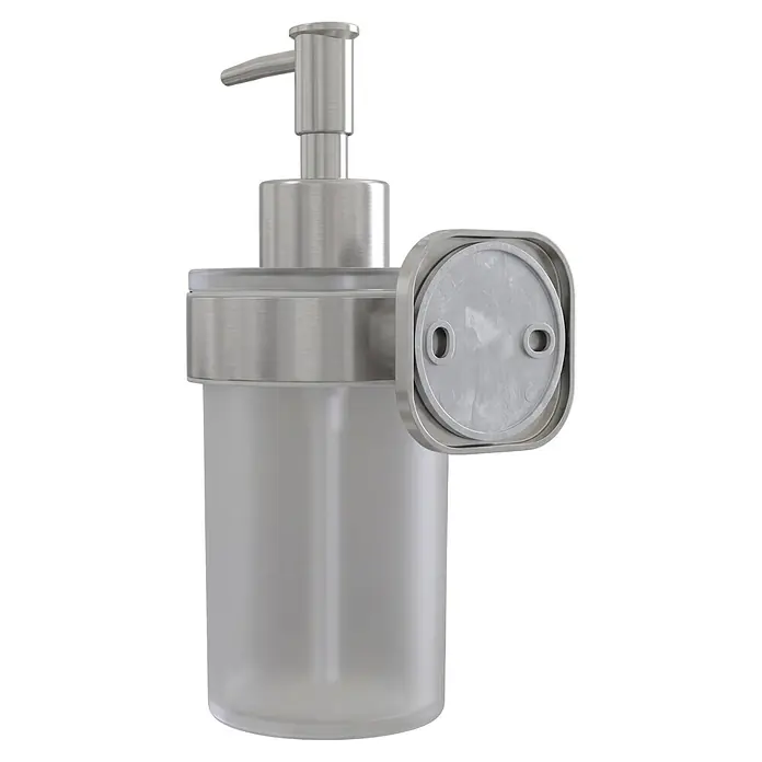 Venus Seifenspender Prag - Edelstahl, Edelstahl - Wandmontierter Seifenspender mit gebürsteter Metallpumpe und Halterung, sowie mattierter Flasche.