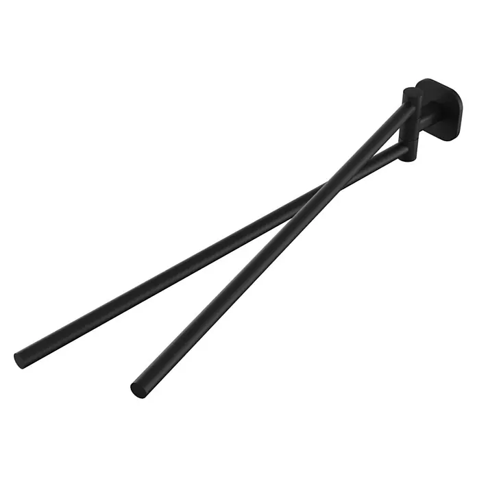 Venus Handtuchhalter Prag - Schwarz, Matt - Moderner, mattschwarzer, wandmontierter Doppelhandtuchhalter.