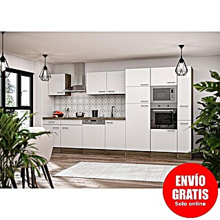 Respekta Oliver Composición de cocina Oliver (Ancho: 370 cm, Blanco, Con electrodomésticos)