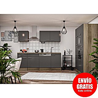 Respekta Oliver Composición de cocina Oliver (Ancho: 370 cm, Gris, Con electrodomésticos)