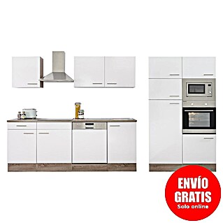 Respekta Oliver Composición de cocina Oliver (Ancho: 340 cm, Blanco, Con electrodomésticos)