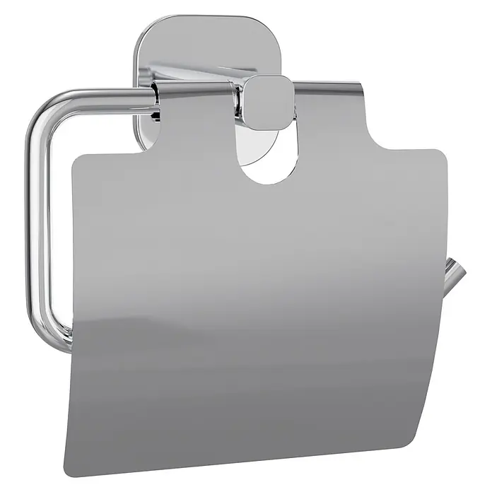 Venus Toilettenpapierhalter Prag - Chrom, Glänzend, Mit Deckel - Verchromter Toilettenpapierhalter mit rechteckiger Abdeckung.