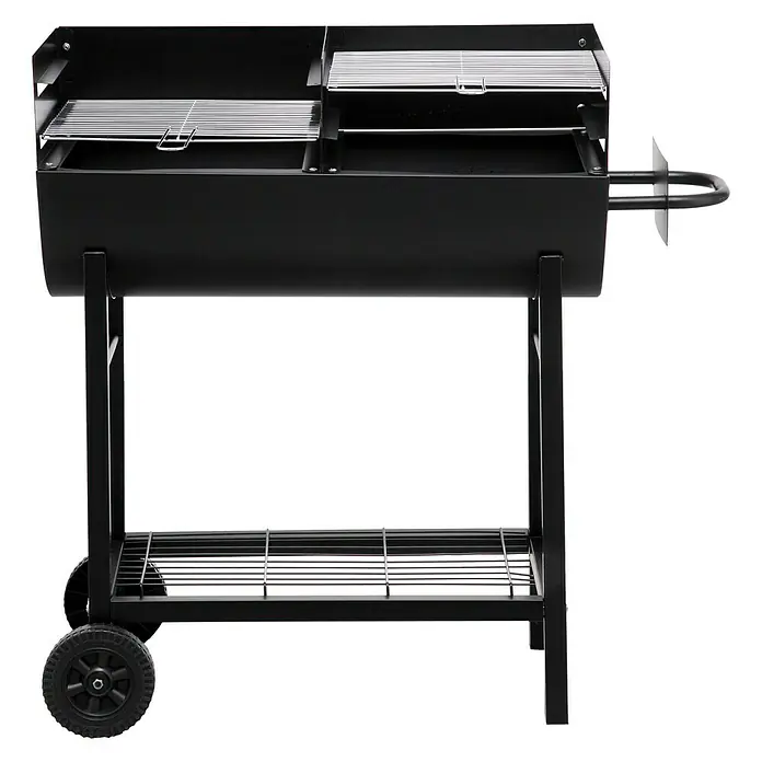 Tepro Holzkohlegrill Detroit - Grillfläche (B x T): 74 x 35 cm, Schwarz - Schwarzer Grillwagen mit Ablagefläche und Rädern für den einfachen Transport im Garten oder auf der Terrasse.