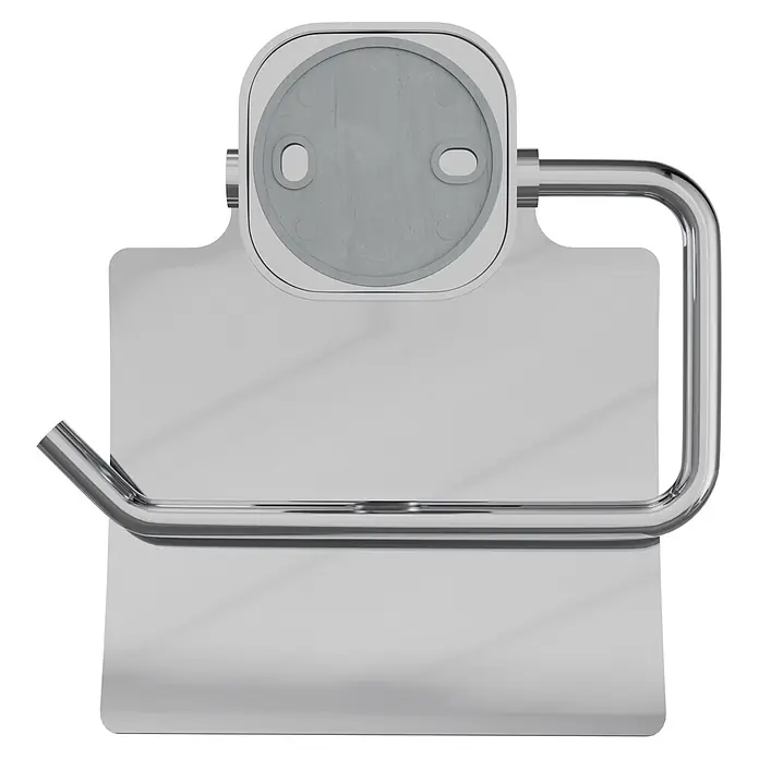 Venus Toilettenpapierhalter Prag - Chrom, Glänzend, Mit Deckel - Toilettenpapierhalter aus poliertem Chrom mit rechteckiger Grundplatte.