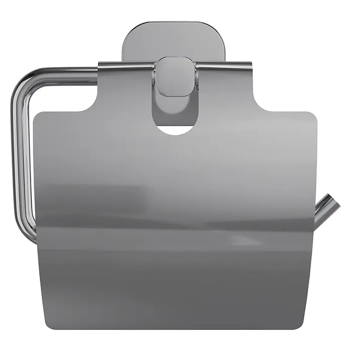 Venus Toilettenpapierhalter Prag - Chrom, Glänzend, Mit Deckel - Toilettenpapierhalter aus poliertem Chrom mit Abdeckung und mittiger Aussparung.