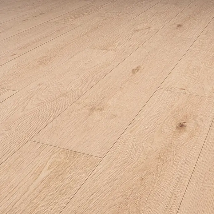 Krono Original Laminatmuster Atlantic 8 - Blonde Montanara Oak, 297 x 195 x 8 mm, Landhausdiele - Heller Holz-Dielenboden mit natürlicher Maserung und dezenten Ästen.