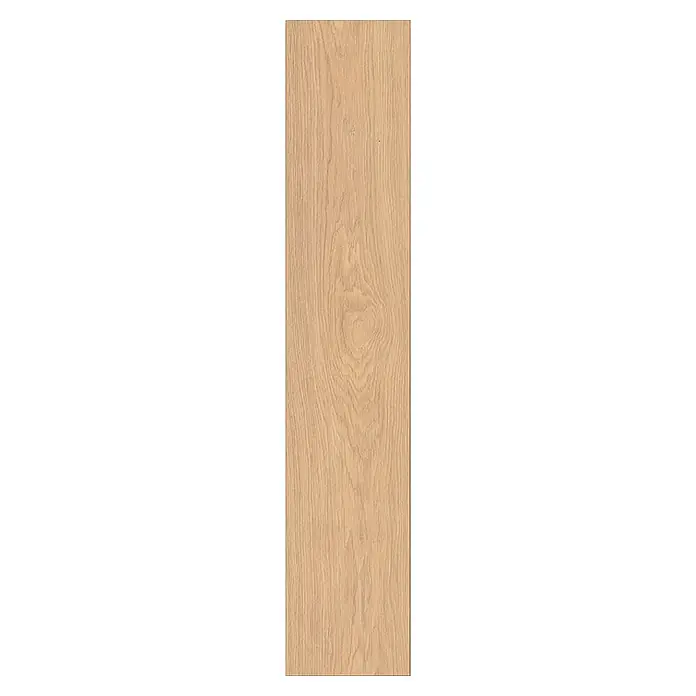Krono Original Laminat Atlantic 8 - Natural Darcy Oak, Landhausdiele, 1.288 x 195 x 8 mm - Hellbraune Holzdiele mit sichtbarer Maserung und einem deutlichen Ast.