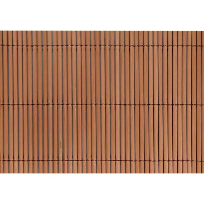 Sichtschutzmatte - 300 x 90 cm, Kunststoff, Braun - Nahaufnahme einer Bambusmatte mit warmen Brauntönen, ideal als Sichtschutz oder dekoratives Element.