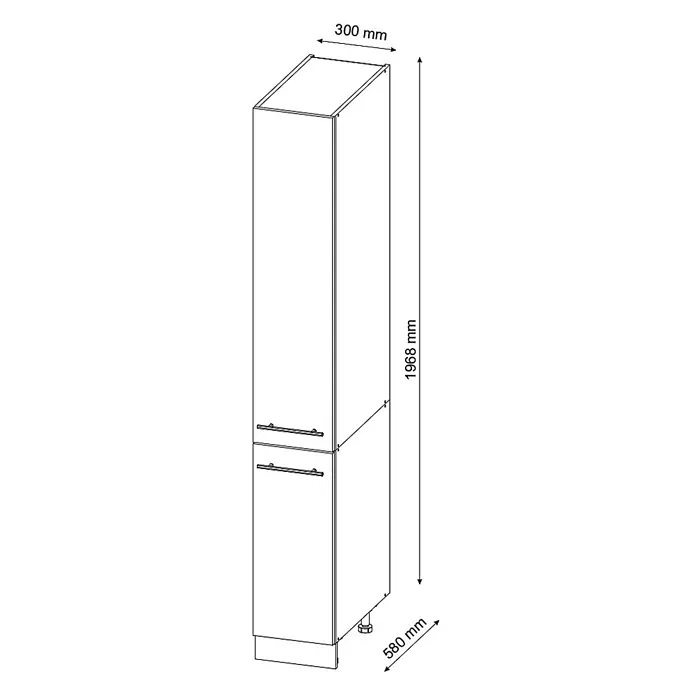 Vicco Schrankküche Fame-Line Weiß Hochglanz - Weiß Hochglanz, Apothekerhochschrank 30 cm - Hoher, schmaler Aufbewahrungsschrank mit zwei Türen, Griffen und verstellbaren Füßen.