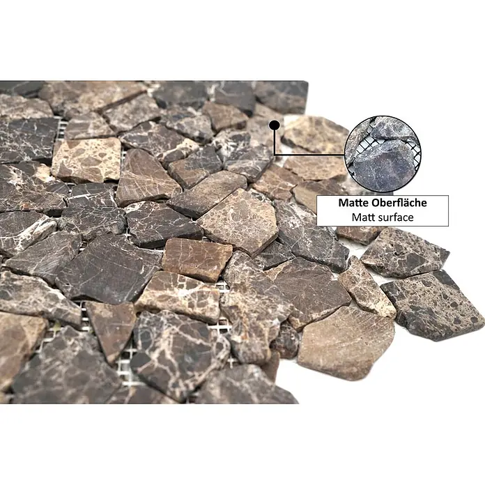 Mosaikfliese Uni CIOT 30/180KB - 30,5 x 30,5 cm, Braun, Matt - Unregelmäßige braun-graue Naturstein-Mosaikfliesen mit matter Oberfläche.