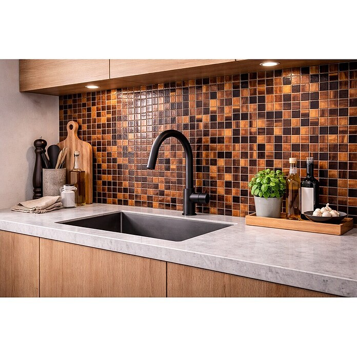 Mosaikfliese Goldstar GM GS 505254 (32,7 x 30,5 cm, Braun, Glänzend)