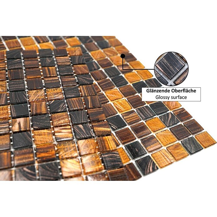 Mosaikfliese Goldstar GM GS 505254 (32,7 x 30,5 cm, Braun, Glänzend)